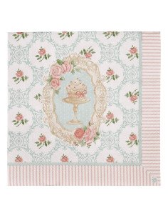 Serviettes fleurs et pâtisserie