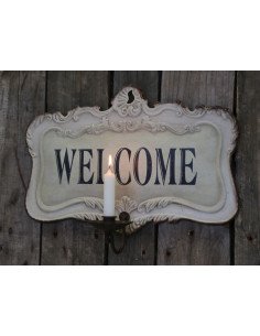 Plaque Welcome avec porte bougie