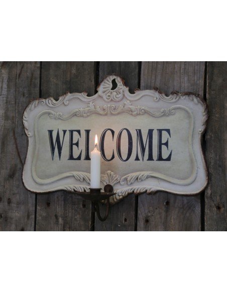 Plaque Welcome avec porte bougie