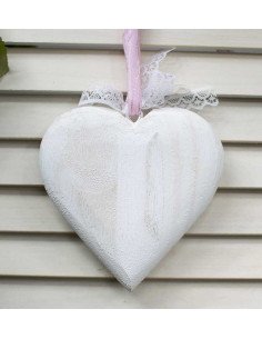 Coeur à suspendre bois et ruban 2