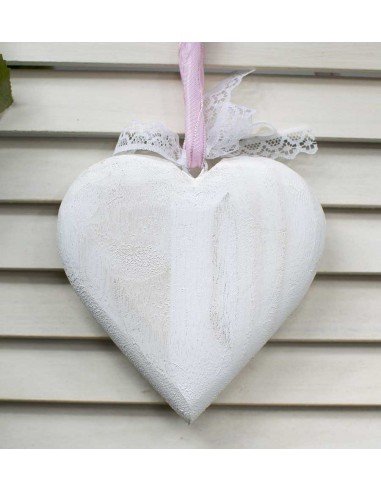 Coeur à suspendre bois et ruban