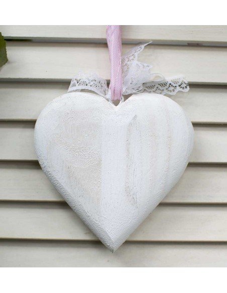 Coeur à suspendre bois et ruban