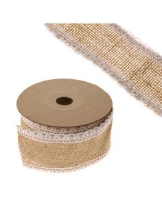 Ruban jute et dentelle