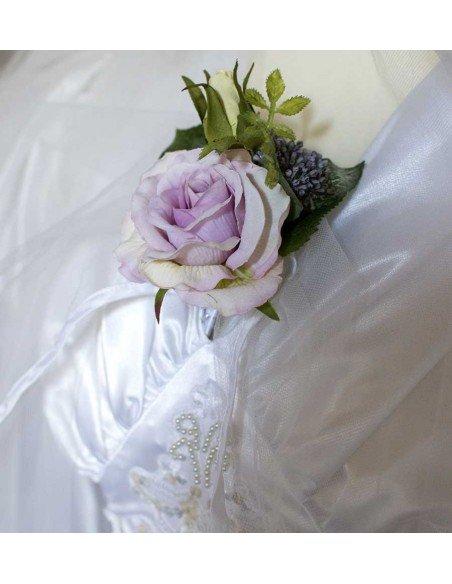 Fleur pour corsage de mariée mauve