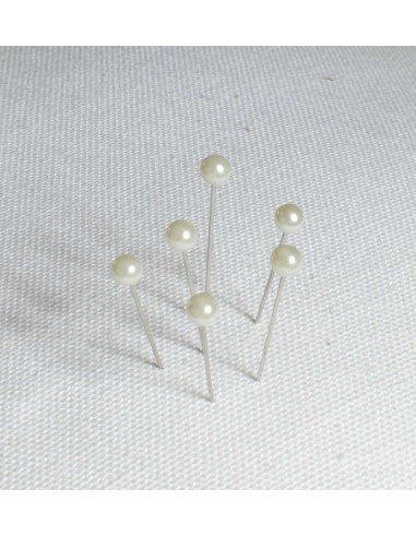 144 épingles tête de perle écru