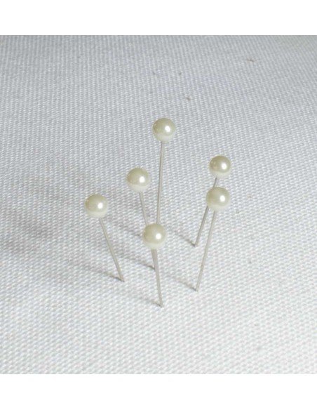 144 épingles tête de perle écru
