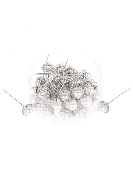 36 épingles perle et couronne de diamants