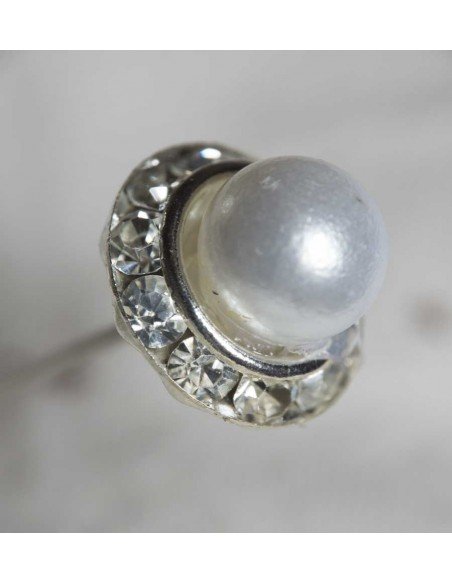 36 épingles perle blanche et couronne de diamants