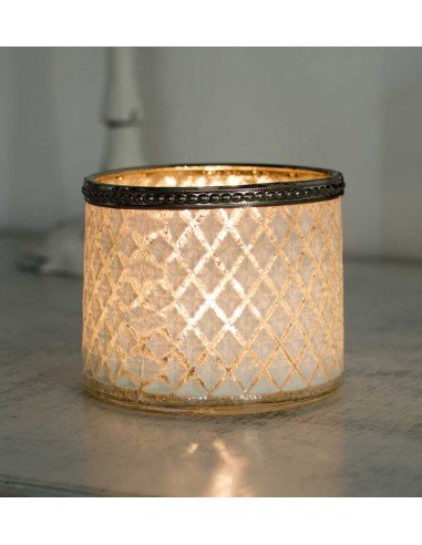 Photophore verre opaque et relief