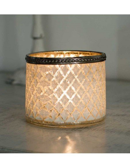 Photophore verre opaque et relief