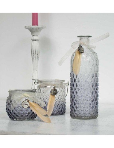 Bouteille Love verre bleuté