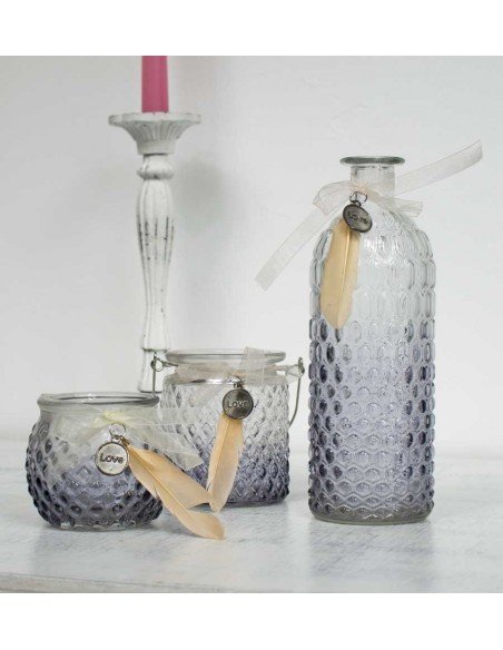 Bouteille Love verre bleuté