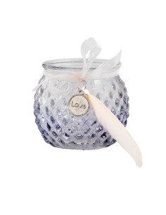 Photophore Love verre bleuté 2