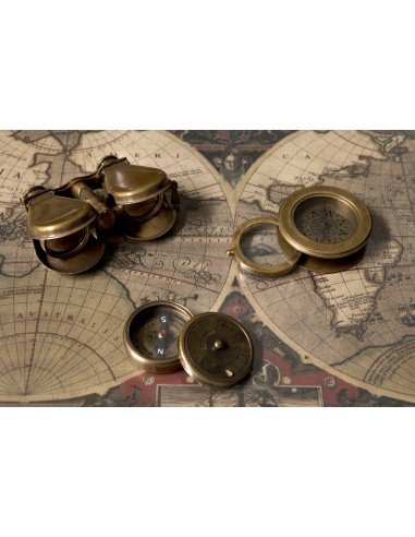 Boussole Métal Décorative Antique avec Loupe Incorporée Ø 7 cm