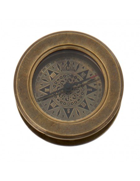 Boussole Métal Décorative Antique avec Loupe Incorporée Ø 7 cm