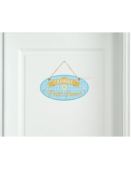 Plaque Murale Vintage en Bois Ovale pour Chambre Enfant Garçon Petit Prince Long 20 cm