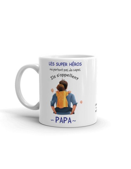 Tasse-Mug du Meilleur Papa Héro Original  Fête des Pères Anniversaire Papa ou Boite à Papa Naissance et Humour .Céramique 350 ml