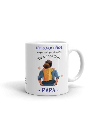 Tasse-Mug du Meilleur Papa Héro Original  Fête des Pères Anniversaire Papa ou Boite à Papa Naissance et Humour .Céramique 350 ml