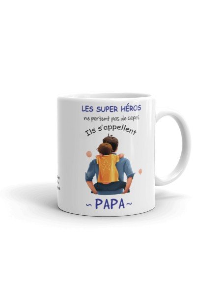 Tasse-Mug du Meilleur Papa Héro Original  Fête des Pères Anniversaire Papa ou Boite à Papa Naissance et Humour .Céramique 350 ml