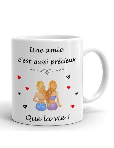 Tasse-Mug Meilleure Amie Copine Cadeau-Une Amie c'est Aussi Précieux Que La  Vie-- Idée Original Anniversaire Femme L'Esprit des