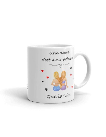 Tasse-Mug Amitié -Une Amie c'est Aussi Précieux Que La Vie-- Idée Cadeau Mug Amie Femme Original Anniversaire 