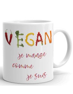 Tasse-Mug Vegan- Je Mange Comme Je Suis - Idée Cadeau Personnalisé Original Anniversaire Fête Ami et Famille
