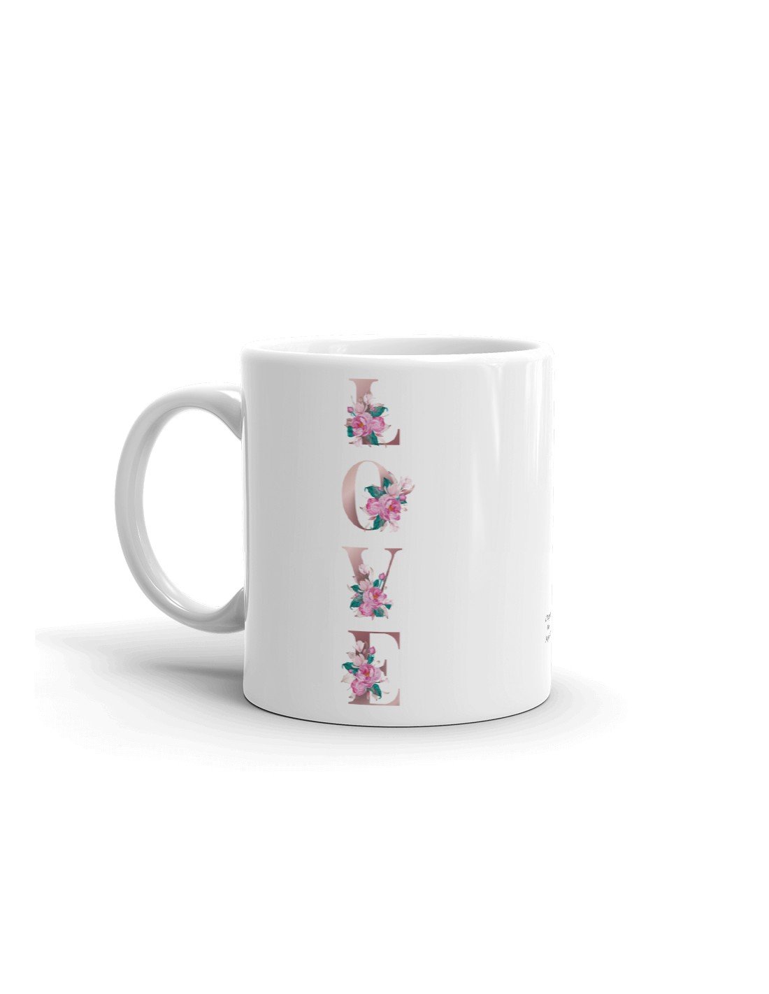 Mug Cadeau Couple Amour Mot LOVE Lettres Fleuries Roses 