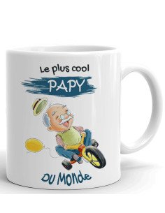 Tasse-Mug Cadeau Papy Le Plus Cool Du Monde Idée Originale Humour Personnalisé Anniversaire Fête des Grands Pères Noël 