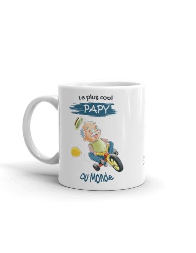 Tasse-Mug Cadeau Papy Le Plus Cool Du Monde Idée Originale Humour Personnalisé Anniversaire Fête des Grands Pères Noël 