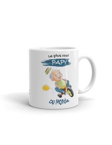 Tasse-Mug Cadeau Papy Le Plus Cool Du Monde Idée Originale Humour Personnalisé Anniversaire Fête des Grands Pères Noël 