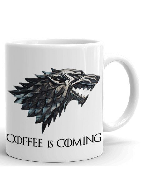 Tasse-Mug Parodie Game Of Thrones -Coffee Is Coming - Bouclier de la Maison Stark - Idée Cadeau Humour Original