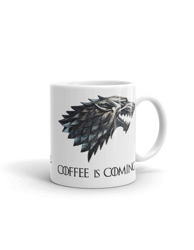 Tasse-Mug Parodie Game Of Thrones -Coffee Is Coming - Bouclier de la Maison Stark - Idée Cadeau Humour Original