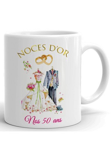 Tasse-Mug Cadeau Anniversaire 50 ans de Mariage Noce d'Or  Original Amour Couple Romantique