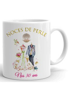 Tasse-Mug Cadeau Anniversaire 30 Ans de Mariage Noce de Perle Original Amour Couple Romantique