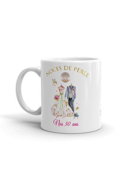 Tasse-Mug Cadeau Anniversaire 30 Ans de Mariage Noce de Perle Original Amour Couple Romantique