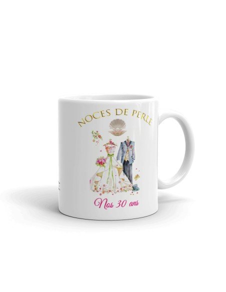 Tasse-Mug Cadeau Anniversaire 30 Ans de Mariage Noce de Perle Original Amour Couple Romantique