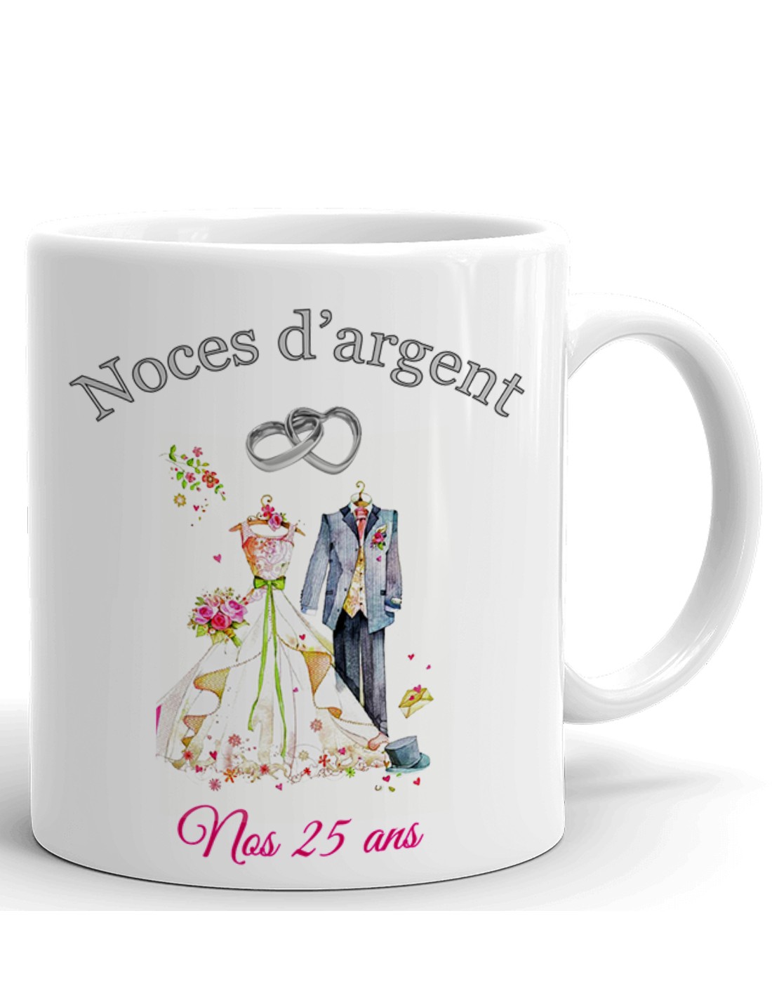 Tasse Mug Cadeau Anniversaire 25 Ans De Mariage Noce D Argent Original Amour Couple Romantique