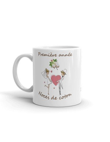 Tasse-Mug Cadeau Anniversaire 1 An de Mariage Noce de Coton  Original Amour Couple Romantique