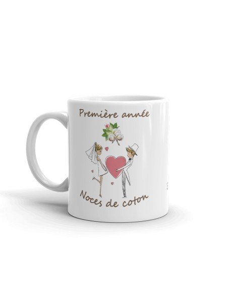 Tasse-Mug Cadeau Anniversaire 1 An de Mariage Noce de Coton  Original Amour Couple Romantique