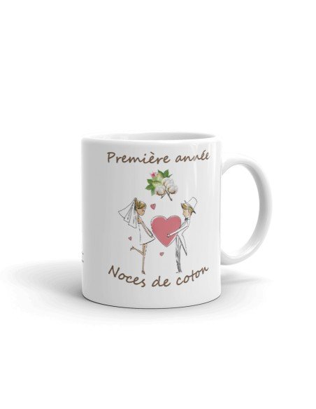 Tasse-Mug Cadeau Anniversaire 1 An de Mariage Noce de Coton  Original Amour Couple Romantique