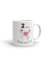 Tasse-Mug Cadeau Anniversaire 2 Ans de Mariage Noce de Cuir Original Amour Couple Romantique