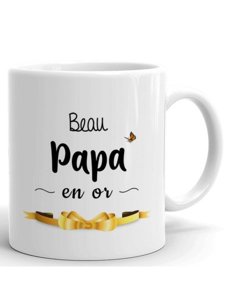 Tasse Mug Cadeau Beau Père- Beau Papa en Or - Idée Originale Anniversaire Fête des Pères