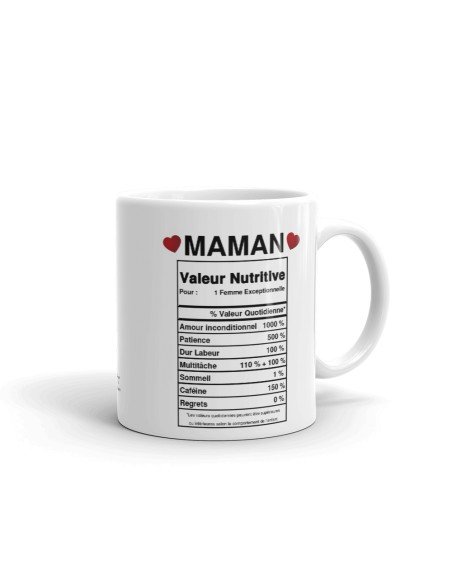 Tasse-Mug Cadeau Maman -Étiquette Valeur Nutritive Exceptionnelle- Idée Cadeau Humour Maman Original Anniversaire Fête de Mères 