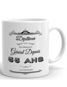 Tasse Mug Cadeau Anniversaire- Diplôme Tout Simplement Génial Depuis 55 Ans - Idée Original Personnalisé