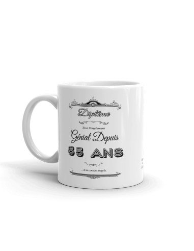 Tasse Mug Cadeau Anniversaire- Diplôme Tout Simplement Génial Depuis 55 Ans - Idée Original Personnalisé