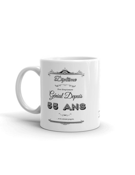 Tasse Mug Cadeau Anniversaire- Diplôme Tout Simplement Génial Depuis 55 Ans - Idée Original Personnalisé