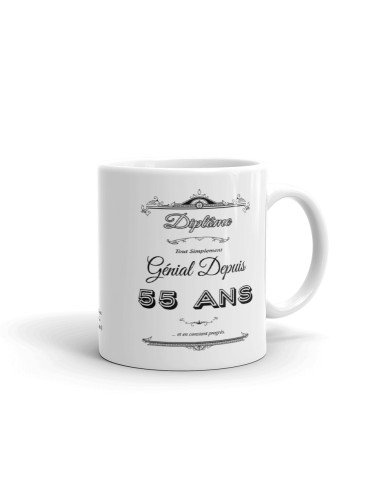 Tasse Mug Cadeau Anniversaire- Diplôme Tout Simplement Génial Depuis 55 Ans - Idée Original Personnalisé
