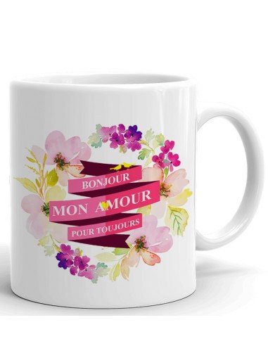 Tasse Mug Cadeau Couple Amour-Bonjour Mon Amour-Idée Saint Valentin Anniversaire  Mariage