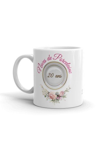 Tasse-Mug Cadeau Anniversaire 20 Ans de Mariage Noce de Porcelaine Original Amour Couple Romantique