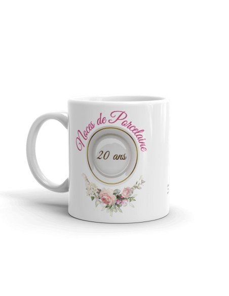 Tasse-Mug Cadeau Anniversaire 20 Ans de Mariage Noce de Porcelaine Original Amour Couple Romantique